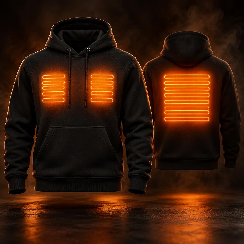 Thermora Heat™ — verwarmde hoodie met gloeiende verwarmingszones